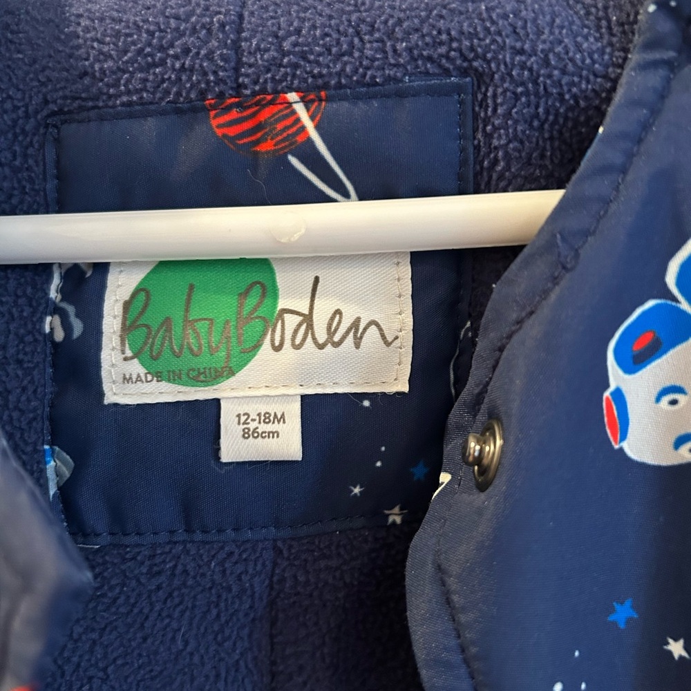 Baby Boden Space-Themed One Piece Snowsuit - Navy - Picture 4 of 9